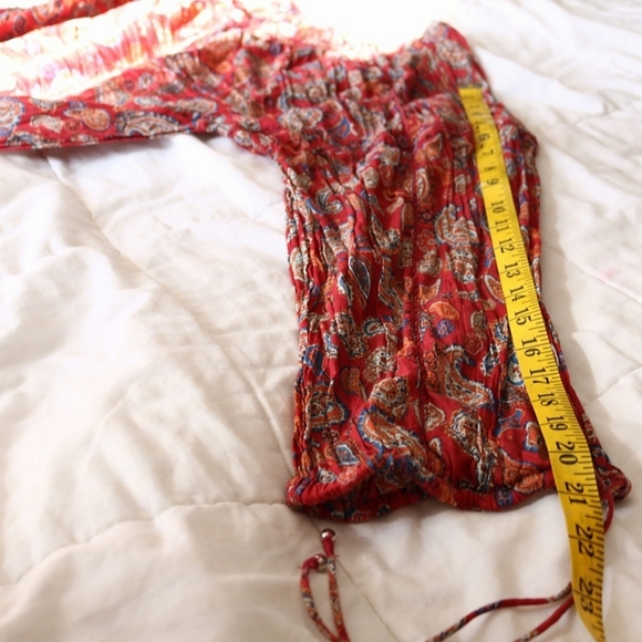 FREE PEOPLE Sundown Rust Red Paisley Print Off-the-Shoulder Bodysuit, Large - Picture 5 of 7